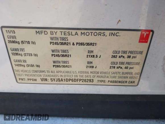 ✅ 2013 Tesla Model S Performance • VIN: 5YJSA1DP6DFP26293 • Lot: 42464948. Wystawiony na IAAI z przebiegiem 113 525 mil. Bezpłatny archiwum sprzedaży aukcyjnych z USA i szczegółowy raport historii pojazdu na DreamBid. Zdjęcie 9.