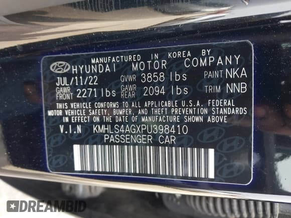 ✅ 2023 Hyundai Elantra SEL • VIN: KMHLS4AGXPU398410 • Lot: 41683724. Listed on IAAI with 18,687 mi. Free auction sales archive from the USA and detailed vehicle history report at DreamBid. Image 9.