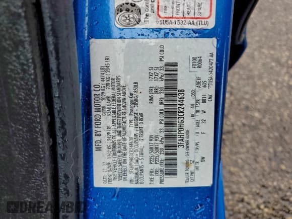 ✅ 2012 Ford Fusion SE • VIN: 3FAHP0HG3CR244638 • Lot: 94265755. Listed on Copart with 229,565 mi. Free auction sales archive from the USA and detailed vehicle history report at DreamBid. Image 12.