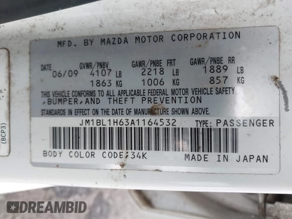 ✅ 2010 Mazda 3 S Grand Touring • VIN: JM1BL1H63A1164532 • Lot: 43496428. Listed on IAAI with 110,418 mi. Free auction sales archive from the USA and detailed vehicle history report at DreamBid. Image 9.