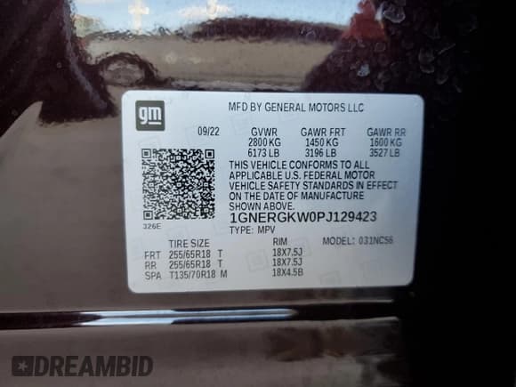 ✅ 2023 Chevrolet Traverse LT Cloth • VIN: 1GNERGKW0PJ129423 • Lot: 49890424. Wystawiony na Copart z przebiegiem 17 836 mil. Bezpłatny archiwum sprzedaży aukcyjnych z USA i szczegółowy raport historii pojazdu na DreamBid. Zdjęcie 12.