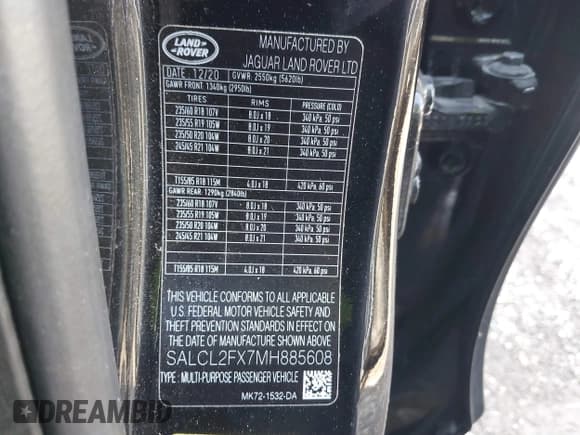 ✅ 2021 Land Rover Discovery Sport SE R-Dynamic • VIN: SALCL2FX7MH885608 • Lot: 41591198. Wystawiony na IAAI z przebiegiem 41 686 mil. Bezpłatny archiwum sprzedaży aukcyjnych z USA i szczegółowy raport historii pojazdu na DreamBid. Zdjęcie 9.