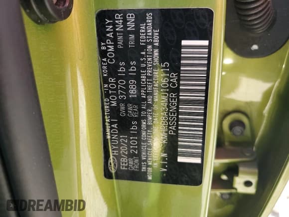 ✅ 2021 Hyundai Venue SE • VIN: KMHRB8A34MU106115 • Lot: 50939995. Listed on Copart with 21,986 mi. Free auction sales archive from the USA and detailed vehicle history report at DreamBid. Image 14.