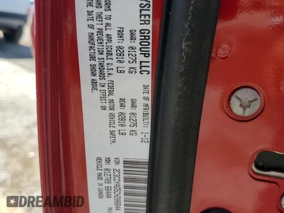 ✅ 2012 Dodge Challenger SXT • VIN: 2C3CDYAG5CH208844 • Lot: 60612314. Wystawiony na Copart z przebiegiem 154 107 mil. Bezpłatny archiwum sprzedaży aukcyjnych z USA i szczegółowy raport historii pojazdu na DreamBid. Zdjęcie 12.