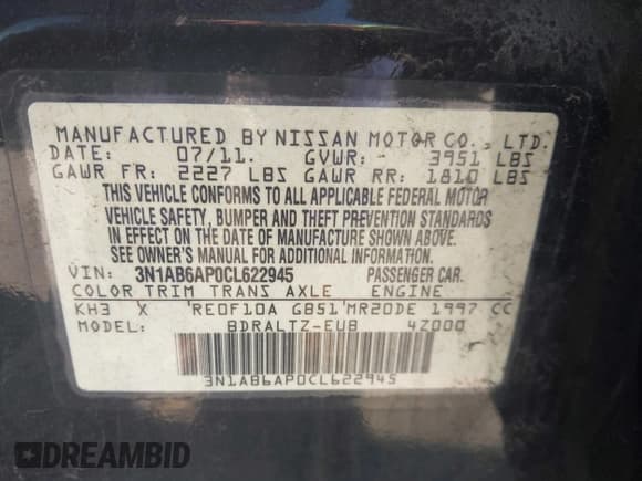 ✅ 2012 Nissan Sentra S • VIN: 3N1AB6AP0CL622945 • Lot: 43606108. Wystawiony na IAAI z przebiegiem 131 128 mil. Bezpłatny archiwum sprzedaży aukcyjnych z USA i szczegółowy raport historii pojazdu na DreamBid. Zdjęcie 9.