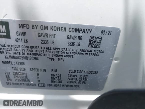 ✅ 2021 Buick Encore GX Select • VIN: KL4MMDS28MB170364 • Lot: 42892057. Listed on IAAI with 51,899 mi. Free auction sales archive from the USA and detailed vehicle history report at DreamBid. Image 9.