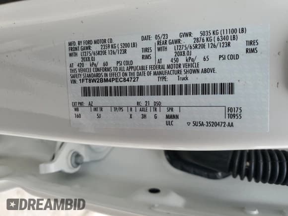 ✅ 2023 Ford F-250 XL • VIN: 1FT8W2BM4PEC84727 • Lot: 53122115. Wystawiony na Copart z przebiegiem 31 909 mil. Bezpłatny archiwum sprzedaży aukcyjnych z USA i szczegółowy raport historii pojazdu na DreamBid. Zdjęcie 12.