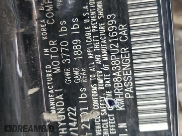 ✅ 2023 Hyundai Venue SE • VIN: KMHRB8A38PU216993 • Lot: 84414724. Listed on Copart with 224,975 mi. Free auction sales archive from the USA and detailed vehicle history report at DreamBid. Image 14.