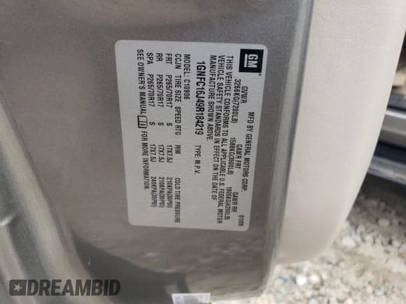 ✅ 2009 Chevrolet Suburban LS • VIN: 1GNFC16J49R184219 • Lot: 79306164. Listed on Copart with 204,958 mi. Free auction sales archive from the USA and detailed vehicle history report at DreamBid. Image 14.