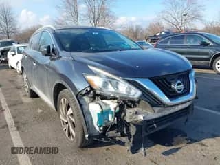 2016 Nissan Murano SV with VIN 5N1AZ2MH3GN135844, listed as a IAAI auction lot 41358536 with 103,470 mi miles and . Bid and sale history available at DreamBid. Image 1.