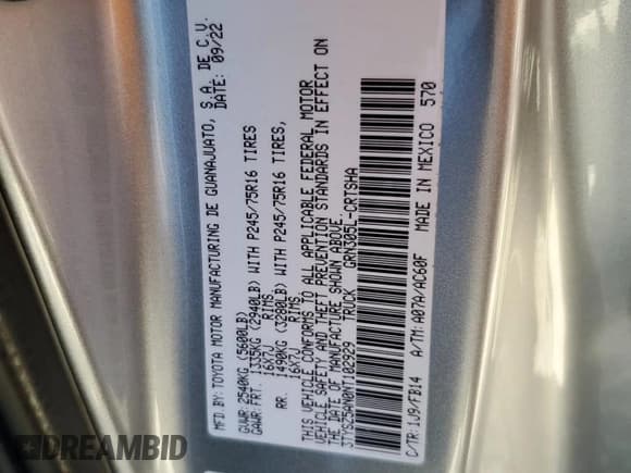 ✅ 2022 Toyota Tacoma SR • VIN: 3TYSZ5AN0NT102929 • Lot: 81730155. Wystawiony na Copart z przebiegiem 31 943 mil. Bezpłatny archiwum sprzedaży aukcyjnych z USA i szczegółowy raport historii pojazdu na DreamBid. Zdjęcie 12.