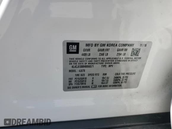 ✅ 2017 Buick Encore Preferred • VIN: KL4CJESB8HB066571 • Lot: 80577435. Wystawiony na Copart z przebiegiem 69 994 mil. Bezpłatny archiwum sprzedaży aukcyjnych z USA i szczegółowy raport historii pojazdu na DreamBid. Zdjęcie 12.