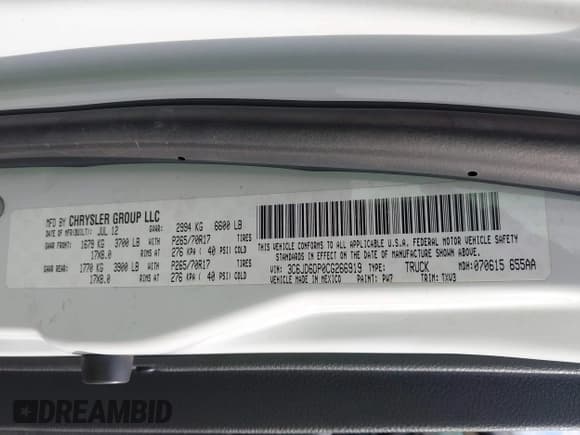 ✅ 2012 Ram 1500 ST • VIN: 3C6JD6DP0CG266919 • Lot: 43603743. Listed on IAAI with 229,603 mi. Free auction sales archive from the USA and detailed vehicle history report at DreamBid. Image 9.