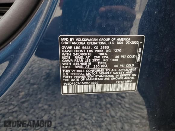 ✅ 2021 Volkswagen Atlas SE • VIN: 1V2DP2CA1MC513337 • Лот: 84442345. Опубликован ранее на Copart с пробегом 56 251 миль. Бесплатный доступ к архиву аукционных продаж из США и подробный отчёт об истории автомобиля на DreamBid. Изображение 13.