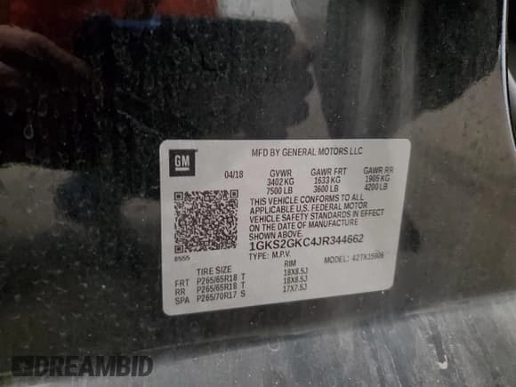 ✅ 2018 GMC Yukon XL SLT • VIN: 1GKS2GKC4JR344662 • Лот: 81098605. Опубликован ранее на Copart с пробегом Не указан. Бесплатный доступ к архиву аукционных продаж из США и подробный отчёт об истории автомобиля на DreamBid. Изображение 13.