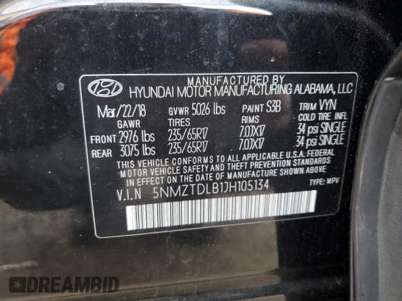 ✅ 2018 Hyundai Santa Fe 2.4L • VIN: 5NMZTDLB1JH105134 • Лот: 48243704. Опубликован ранее на Copart с пробегом 78 131 миль. Бесплатный доступ к архиву аукционных продаж из США и подробный отчёт об истории автомобиля на DreamBid. Изображение 13.