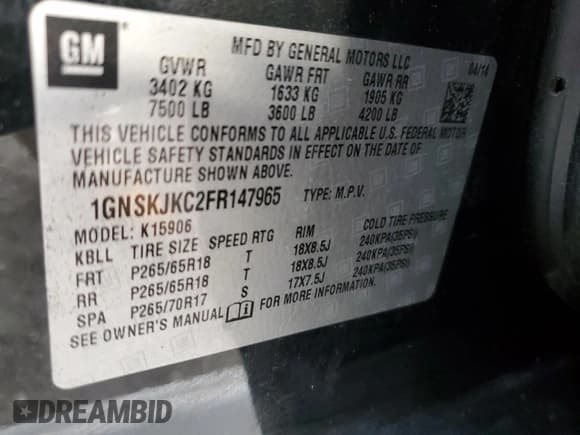 ✅ 2015 Chevrolet Suburban LT • VIN: 1GNSKJKC2FR147965 • Lot: 90535785. Wystawiony na Copart z przebiegiem 148 802 mil. Bezpłatny archiwum sprzedaży aukcyjnych z USA i szczegółowy raport historii pojazdu na DreamBid. Zdjęcie 13.