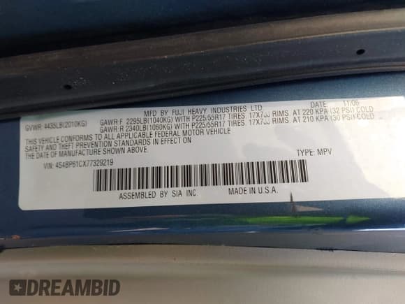 ✅ 2007 Subaru Legacy Outback • VIN: 4S4BP61CX77329219 • Лот: 43759893. Опубликован ранее на IAAI с пробегом 203 999 миль. Бесплатный доступ к архиву аукционных продаж из США и подробный отчёт об истории автомобиля на DreamBid. Изображение 9.