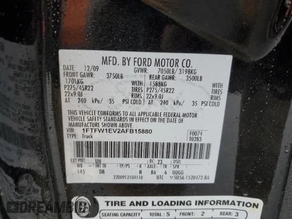 ✅ 2010 Ford F-150 XL • VIN: 1FTFW1EV2AFB15880 • Lot: 55620935. Listed on Copart with 157,159 mi. Free auction sales archive from the USA and detailed vehicle history report at DreamBid. Image 12.