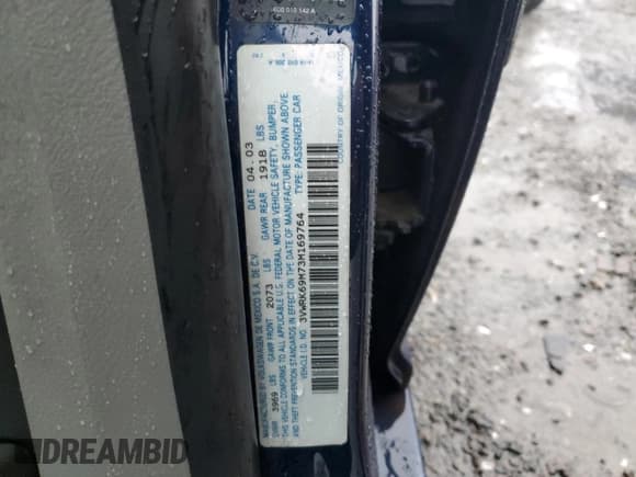 ✅ 2003 Volkswagen Jetta GL • VIN: 3VWRK69M73M169764 • Lot: 85967894. Listed on Copart with 135,396 mi. Free auction sales archive from the USA and detailed vehicle history report at DreamBid. Image 12.