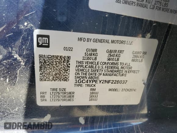 ✅ 2022 Chevrolet Silverado 2500HD LTZ • VIN: 1GC4YPEY2NF228037 • Лот: 53663065. Опубликован ранее на Copart с пробегом 31 602 миль. Бесплатный доступ к архиву аукционных продаж из США и подробный отчёт об истории автомобиля на DreamBid. Изображение 12.