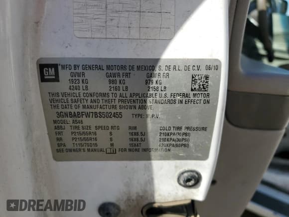 ✅ 2011 Chevrolet HHR 1LT • VIN: 3GNBABFW7BS502455 • Lot: 85671265. Wystawiony na Copart z przebiegiem 199 895 mil. Bezpłatny archiwum sprzedaży aukcyjnych z USA i szczegółowy raport historii pojazdu na DreamBid. Zdjęcie 13.