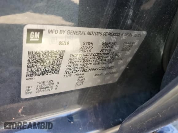 ✅ 2019 Chevrolet Silverado 1500 Custom • VIN: 3GCPYBEH0KG222960 • Lot: 50498205. Wystawiony na Copart z przebiegiem 55 426 mil. Bezpłatny archiwum sprzedaży aukcyjnych z USA i szczegółowy raport historii pojazdu na DreamBid. Zdjęcie 15.