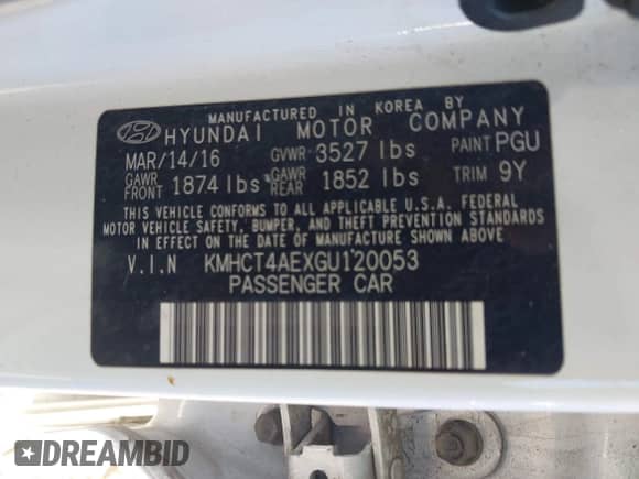 2016 Hyundai Accent SE с VIN KMHCT4AEXGU120053, выставлен на аукционе IAAI как лот 43426185 с пробегом 69 965 миль миль и . История ставок и продаж доступна на DreamBid. Изображение 9.