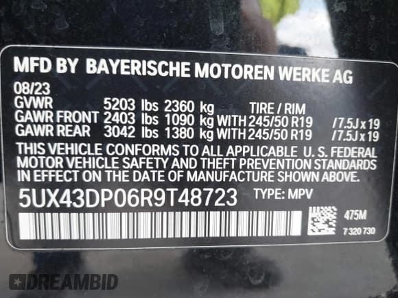 ✅ 2024 BMW X3 sDrive30i • VIN: 5UX43DP06R9T48723 • Lot: 43398810. Wystawiony na IAAI z przebiegiem 24 660 mil. Bezpłatny archiwum sprzedaży aukcyjnych z USA i szczegółowy raport historii pojazdu na DreamBid. Zdjęcie 9.