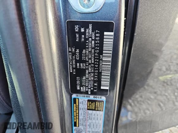 ✅ 2023 Kia K5 LXS • VIN: 5XXG14J21PG215687 • Lot: 81978545. Wystawiony na Copart z przebiegiem 55 839 mil. Bezpłatny archiwum sprzedaży aukcyjnych z USA i szczegółowy raport historii pojazdu na DreamBid. Zdjęcie 12.