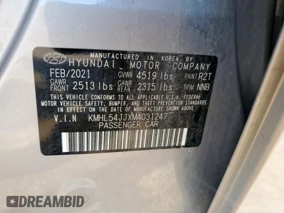 ✅ 2021 Hyundai Sonata Limited • VIN: KMHL54JJXMA031247 • Lot: 82448875. Listed on Copart with 207,306 mi. Free auction sales archive from the USA and detailed vehicle history report at DreamBid. Image 12.