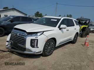 2024 Hyundai Palisade Calligraphy с VIN KM8R7DGE9RU739316, выставлен на аукционе Copart как лот 63521214 с пробегом 5 864 миль миль и Списание • Salvage title. История ставок и продаж доступна на DreamBid. Изображение 1.