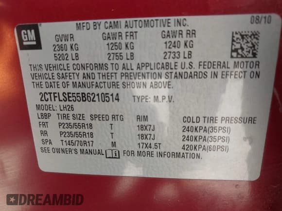 ✅ 2011 GMC Terrain SLE-2 • VIN: 2CTFLSE55B6210514 • Лот: 42215671. Опубликован ранее на IAAI с пробегом 125 999 миль. Бесплатный доступ к архиву аукционных продаж из США и подробный отчёт об истории автомобиля на DreamBid. Изображение 9.