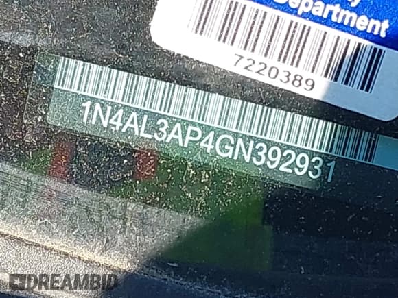 ✅ 2016 Nissan Altima S • VIN: 1N4AL3AP4GN392931 • Lot: 42304408. Listed on IAAI with Not provided. Free auction sales archive from the USA and detailed vehicle history report at DreamBid. Image 11.