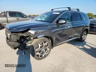 2022 Hyundai Palisade Calligraphy z VIN KM8R7DHE3NU410474, wystawiony jako Copart lot #85302735 z przebiegiem 4 114 mil mil oraz Szkoda całkowita • Salvage title. Historia ofert i sprzedaży dostępna na DreamBid. Obrazek 1.