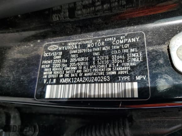 ✅ 2019 Hyundai Kona SE • VIN: KM8K12AA2KU240263 • Лот: 48870264. Опубликован ранее на Copart с пробегом Не указан. Бесплатный доступ к архиву аукционных продаж из США и подробный отчёт об истории автомобиля на DreamBid. Изображение 13.