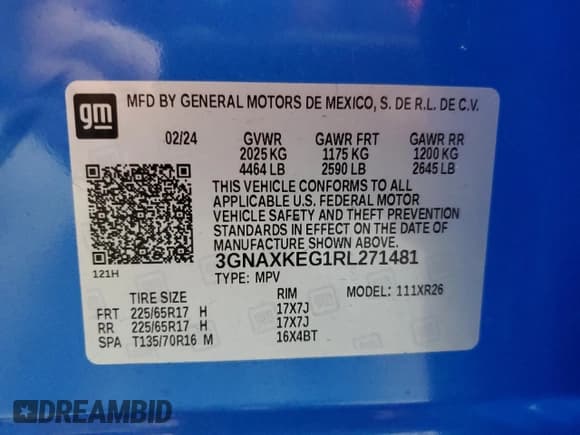 ✅ 2024 Chevrolet Equinox LT • VIN: 3GNAXKEG1RL271481 • Лот: 86712375. Опубликован ранее на Copart с пробегом 15 664 миль. Бесплатный доступ к архиву аукционных продаж из США и подробный отчёт об истории автомобиля на DreamBid. Изображение 13.