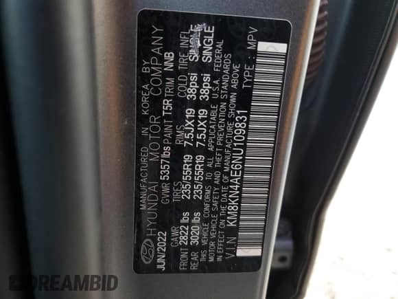 2022 Hyundai Ioniq 5 SEL z VIN KM8KN4AE6NU109831, wystawiony jako Copart lot #69061804 z przebiegiem 48 983 mil mil oraz Szkoda całkowita • Salvage title. Historia ofert i sprzedaży dostępna na DreamBid. Obrazek 13.