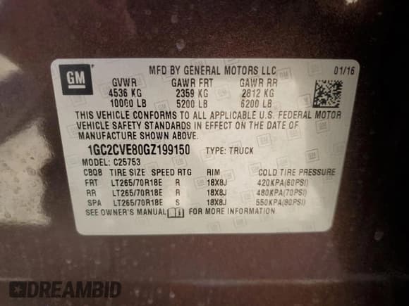 ✅ 2016 Chevrolet Silverado 2500HD LT • VIN: 1GC2CVE80GZ199150 • Lot: 66238634. Listed on Copart with 46,008 mi. Free auction sales archive from the USA and detailed vehicle history report at DreamBid. Image 14.