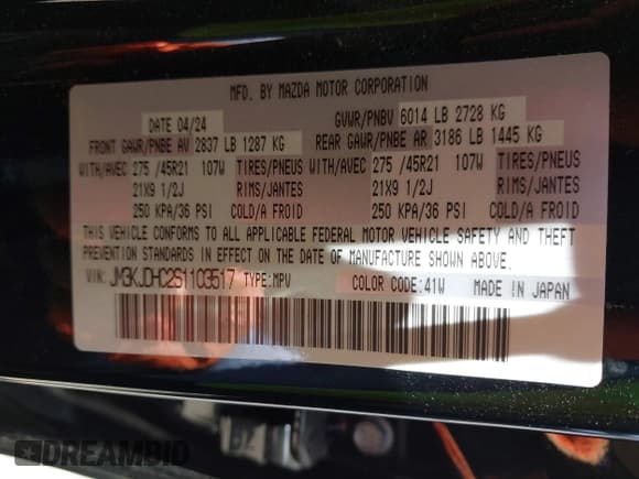 ✅ 2025 Mazda CX-70 S Premium • VIN: JM3KJDHC2S1103517 • Lot: 42460353. Listed on IAAI with 9,030 mi. Free auction sales archive from the USA and detailed vehicle history report at DreamBid. Image 9.