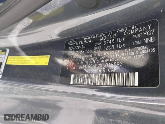 2019 Hyundai Veloster Premium z VIN KMHTG6AF2KU016593, wystawiony jako IAAI lot #42310151 z przebiegiem Nie podano mil oraz . Historia ofert i sprzedaży dostępna na DreamBid. Obrazek 9.