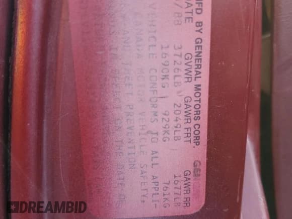 ✅ 1988 Chevrolet Beretta • VIN: 1G1LV11W6JY651488 • Лот: 81191074. Опубликован ранее на Copart с пробегом 239 594 миль. Бесплатный доступ к архиву аукционных продаж из США и подробный отчёт об истории автомобиля на DreamBid. Изображение 12.