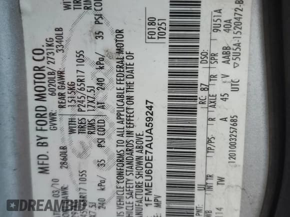 ✅ 2010 Ford Explorer XLT • VIN: 1FMEU6DE7AUA59247 • Лот: 81038455. Опубликован ранее на Copart с пробегом 229 993 миль. Бесплатный доступ к архиву аукционных продаж из США и подробный отчёт об истории автомобиля на DreamBid. Изображение 13.