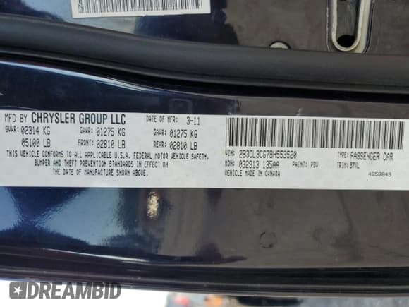 ✅ 2011 Dodge Charger Rallye • VIN: 2B3CL3CG7BH553520 • Лот: 67990965. Опубликован ранее на Copart с пробегом 252 266 миль. Бесплатный доступ к архиву аукционных продаж из США и подробный отчёт об истории автомобиля на DreamBid. Изображение 12.