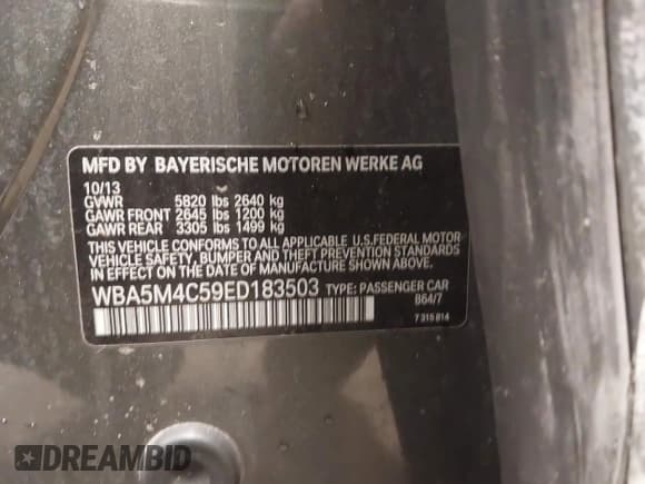 ✅ 2014 BMW 5 Series 535i Gran Turismo xDrive • VIN: WBA5M4C59ED183503 • Lot: 41983117. Wystawiony na IAAI z przebiegiem 136 186 mil. Bezpłatny archiwum sprzedaży aukcyjnych z USA i szczegółowy raport historii pojazdu na DreamBid. Zdjęcie 9.