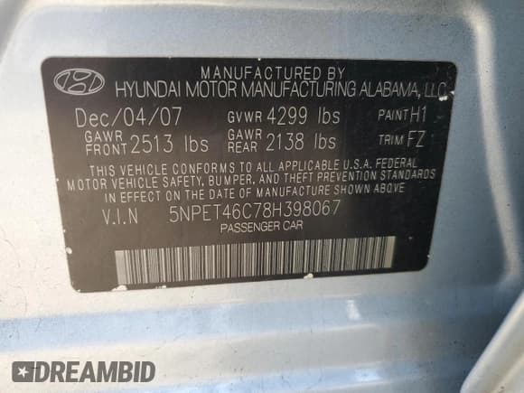 ✅ 2008 Hyundai Sonata GLS • VIN: 5NPET46C78H398067 • Лот: 86649404. Опубликован ранее на Copart с пробегом 151 381 миль. Бесплатный доступ к архиву аукционных продаж из США и подробный отчёт об истории автомобиля на DreamBid. Изображение 12.