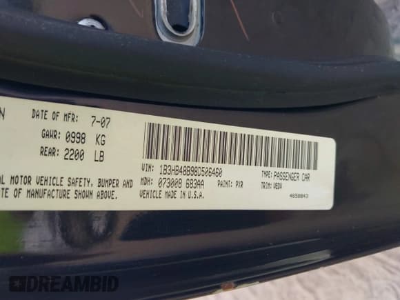 ✅ 2008 Dodge Caliber SXT • VIN: 1B3HB48B98D506460 • Lot: 41829536. Listed on IAAI with 61,826 mi. Free auction sales archive from the USA and detailed vehicle history report at DreamBid. Image 9.