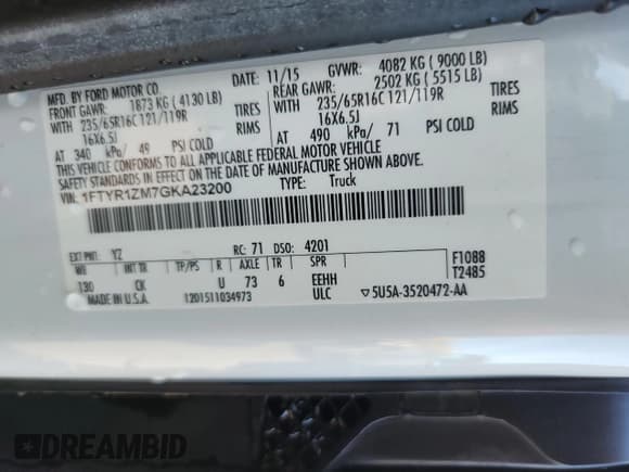 ✅ 2016 Ford Transit Cargo • VIN: 1FTYR1ZM7GKA23200 • Lot: 89524235. Wystawiony na Copart z przebiegiem 305 289 mil. Bezpłatny archiwum sprzedaży aukcyjnych z USA i szczegółowy raport historii pojazdu na DreamBid. Zdjęcie 12.