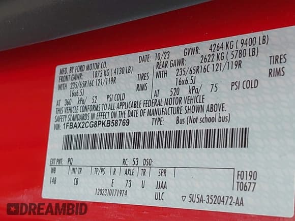 ✅ 2023 Ford Transit Passenger XL • VIN: 1FBAX2CG8PKB58769 • Lot: 42623883. Listed on IAAI with 21,778 mi. Free auction sales archive from the USA and detailed vehicle history report at DreamBid. Image 9.