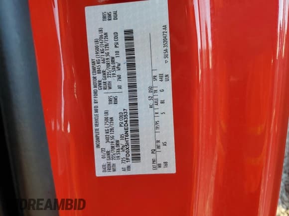 ✅ 2022 Ford F-550 • VIN: 1FD0X5HT6NED43537 • Лот: 77146824. Опубликован ранее на Copart с пробегом Не указан. Бесплатный доступ к архиву аукционных продаж из США и подробный отчёт об истории автомобиля на DreamBid. Изображение 13.